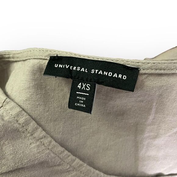 Universal Standard Stretch Linen High Low Dress Gray Short Sleeve - Picture 3 of 11